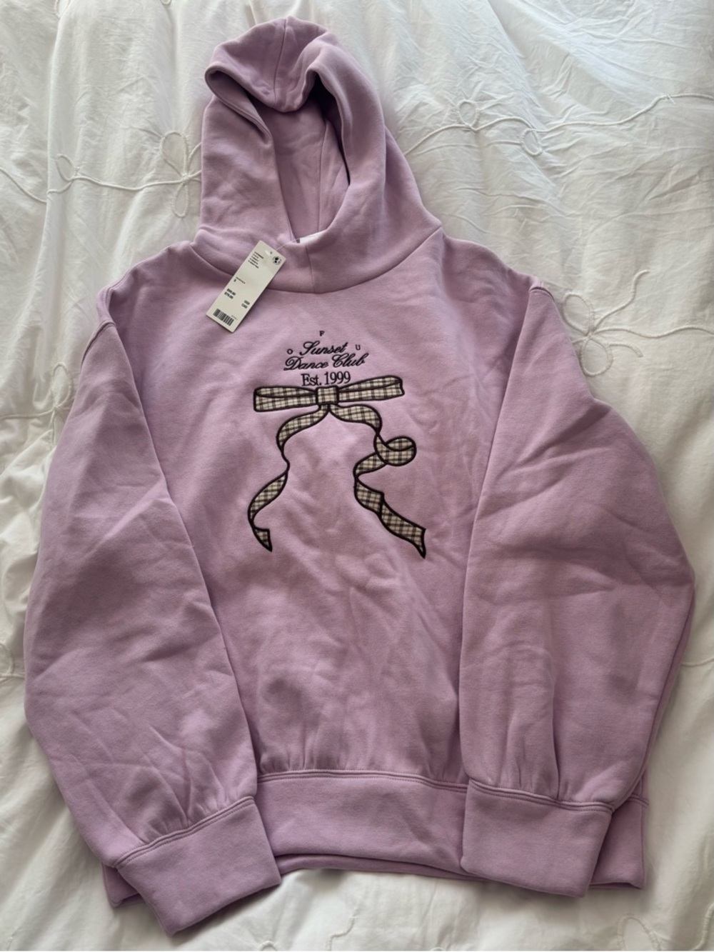 Urban Outfitters NWT Lavender Hooded Sweatshirt with Ribbon Graphic S